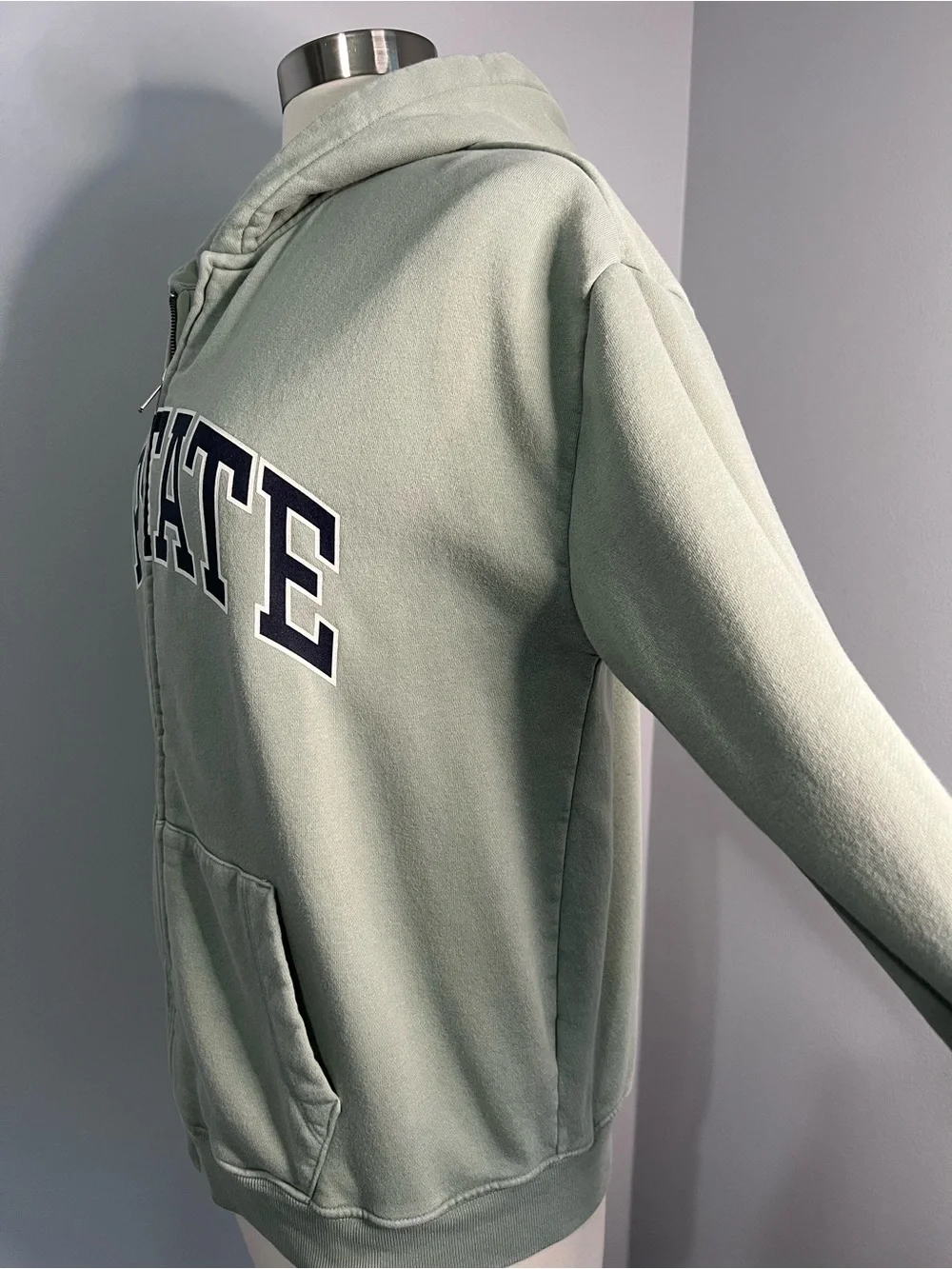 Gap Teen Size 10 Green Long Sleeve Zip-Up Hoodie Sweatshirt w/ Upstate Graphics